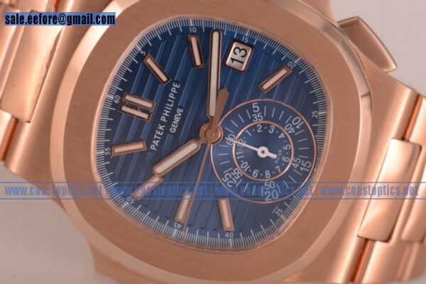 Perfect Replica Patek Philippe Nautilus Chrono Watch Rose Gold Case 5980/1AR (BP)